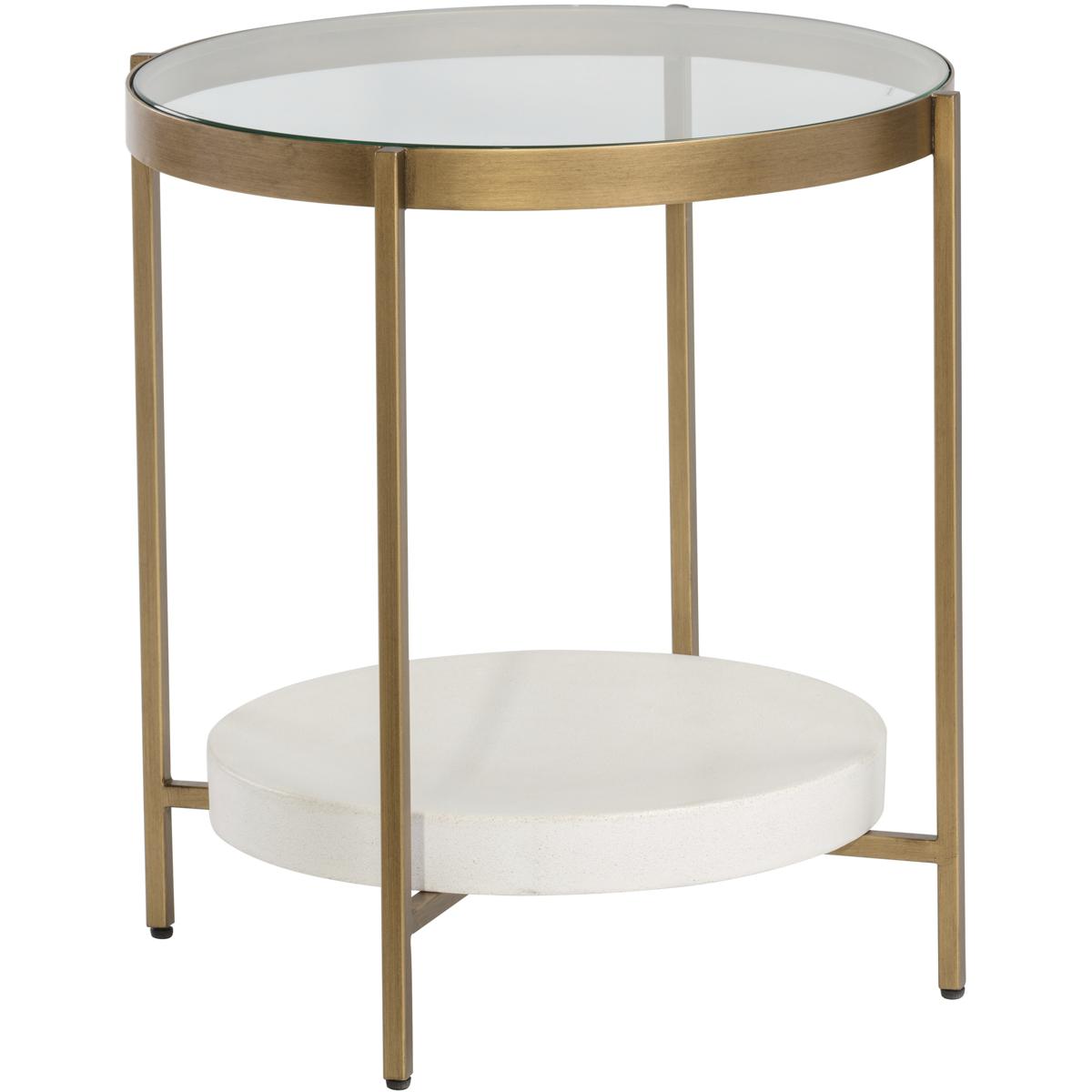 SUNPAN 105014 Gia 23.75 X 23 inch Clear / White / Antique Brass Side Table
